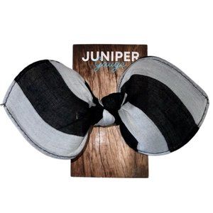 Black and White Striped Rockabilly Bandana Knotted Hair Bow